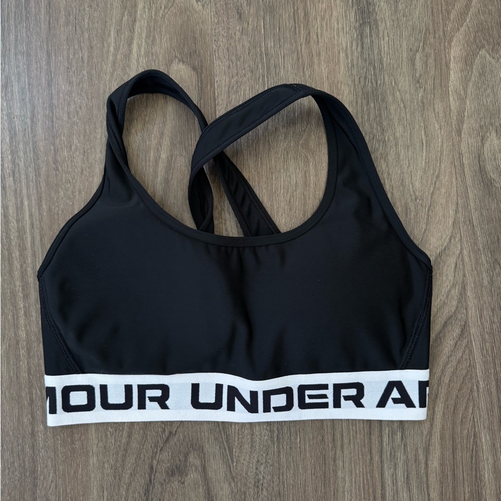Under Armour Black Sports Bra with White Branded Elastic Band